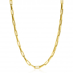ZINZI Gold 14 krt gouden collier 45cm met trendy paperclip/closed for ever schakels 4mm breed ZGC347
