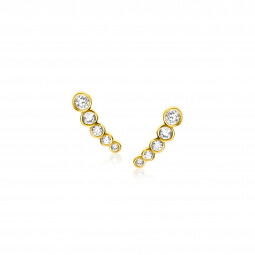 10mm ZINZI Gold 14 krt gouden oorknoppen met vijf ronde witte zirconia's ZGO413