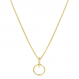 ZINZI Gold 14 krt gouden hanger 18mm met open ronde vorm en trendy staafje als hangoog ZGH404