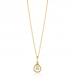 16mm ZINZI Gold 14 krt gouden hanger met open druppelvorm en peervormige witte zirconia ZGH478 (zonder ketting)
