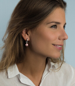 ZINZI zilveren oorbedels parel roze ZICH266R. (zonder oorringen).