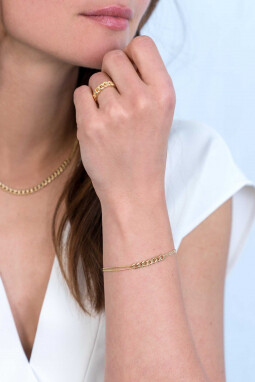 ZINZI zilveren multi-look armband 14K geel verguld met brede gourmet schakels ZIA2185G
