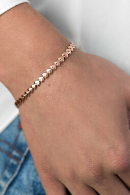 ZINZI zilveren armband rosé verguld hartjes 4,5mm breed ZIA1798R