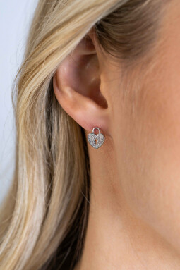 ZINZI zilveren hart oorstekers (10mm), met trendy sleutelgat en bezet met witte zirconia's ZIO2400