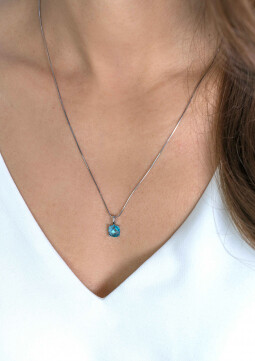 ZINZI zilveren hanger vierkant turquoise blauw ZIH2073T