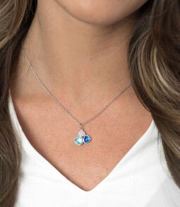 ZINZI zilveren ketting driehoek blauw wit turquoise 45cm ZIC1786B