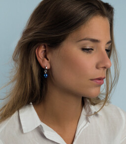 ZINZI zilveren oorbedels parel jeansblauw ZICH266B (zonder oorringen)