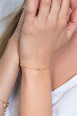 ZINZI zilveren armband 14K geel verguld staafjes en bolletjes 17-20cm ZIA2219G