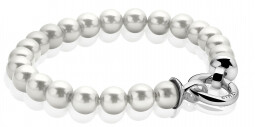 Zinzi zilveren parelarmband wit met sluiting 20cm ZIA401W-S 