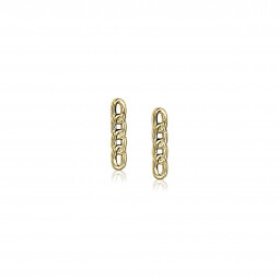 ZINZI zilveren oorknoppen geel verguld staafje gourmet 12mm ZIO1385G