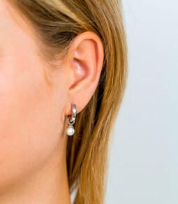 ZINZI zilveren oorbedels parel wit ZICH1749W (zonder oorringen)