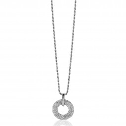 20mm ZINZI zilveren hanger open ronde vorm, bezet met witte zirconia's ZIH2446  (zonder collier)