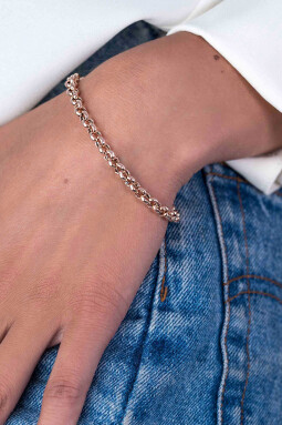 ZINZI zilveren jasseron armband rosé verguld 5mm breed 19cm ZIA1009R