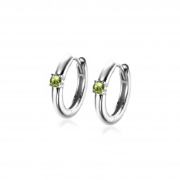 AUGUSTUS oorringen 13mm zilver met geboortesteen groen peridoot zirconia 
