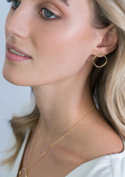 ZINZI zilveren trendy oorstekers 14K geel verguld 23mm vierkant open ZIO2094G