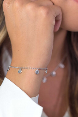 ZINZI zilveren fantasie armband rond zon wit 17-19,5cm ZIA1892