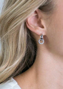 ZINZI zilveren oorbedels 10mm cirkel witte zirconia's ZICH2155. (zonder oorringen).