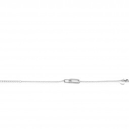 ZINZI zilveren armband met twee verbonden schakels: een rechthoekige bezet met witte zirconia's en een gladde ovale schakel 16,5-19,5cm ZIA2551
