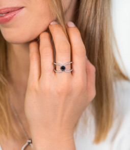 ZINZI zilveren multi-look ring zwarte witte zirconia ZIR1947