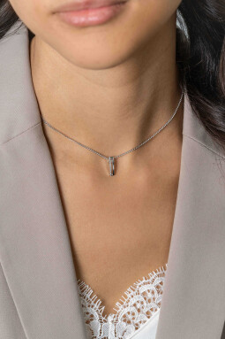 15mm ZINZI zilveren strakke hanger bezet met witte zirconia's ZIH2452 (exclusief ketting geprijsd)