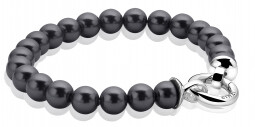 Zinzi zilveren parelarmband zwart met sluiting 20cm ZIA401ZP-S