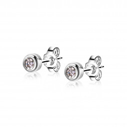 APRIL oorknoppen 4mm zilver met geboortesteen diamant wit zirconia
