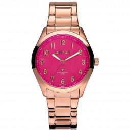 ZINZI horloge roze wijzerplaat stalen band roségoudkleurig ZIW208 