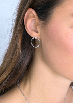 ZINZI zilveren trendy oorstekers 23mm vierkant open ZIO2094