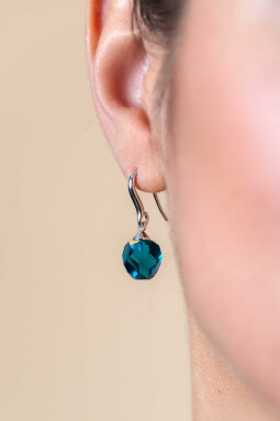 27mm ZINZI zilveren oorhangers met beads blauw ZIO266B