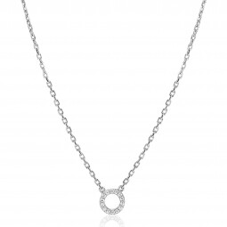 ZINZI zilveren ketting met open rondje (7,5mm) bezet met witte zirconia's 40-45cm ZIC2550