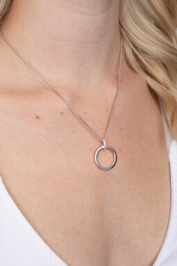 ZINZI zilveren ronde hanger 21mm met sluitring wit ZIH2061