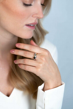 ZINZI zilveren ring cross-over bicolor met witte zirconia's ZIR2243