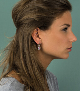 ZINZI zilveren oorbedels rond roze ZICH1244R (zonder oorringen)