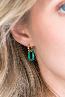 ZINZI zilveren oorringen 14K geel verguld 12mm met open ovale groen agaat ZIO2226