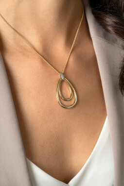 70cm ZINZI gold plated zilveren ketting met luxe ovale hanger 45mm, valt lang om de hals ZIC2489Y