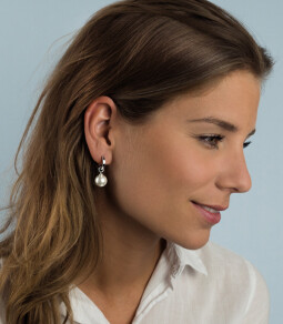 ZINZI zilveren oorbedels parel wit 12mm ZICH305W (zonder oorringen)