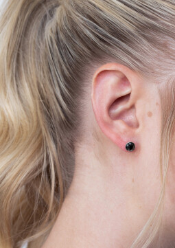 ZINZI zilveren oorknoppen 6,5mm rond zwart ZIO1423Z