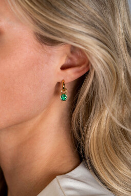 MEI oorbedels gold plated met geboortesteen groen smaragd zirconia (excl. oorringen)
