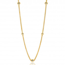 ZINZI zilveren gourmet ketting 14K geelverguld bol 45cm ZIC987G