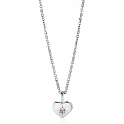 OKTOBER hanger 12mm zilveren hart geboortesteen roze rozenkwarts zirconia (zonder collier)