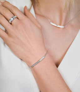 ZINZI zilveren schakelarmband met chique staafje wit 18-21cm ZIA1957