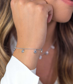 ZINZI zilveren fantasie armband rond zon wit 17-19,5cm ZIA1892
