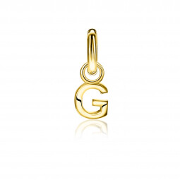 ZINZI zilveren geelvergulde letter oorbedel G per stuk geprijsd ZICH2145G. (zonder oorringen).