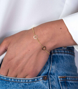 ZINZI zilveren armband geel verguld hart 17-20cm ZIA1188G