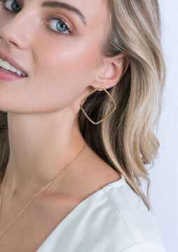 ZINZI zilveren trendy oorstekers 14K geel verguld 44mm vierkant open ZIO2095G