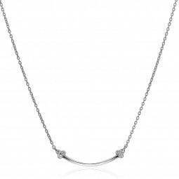ZINZI zilveren ketting 45cm met boogje smiley witte zirconia's ZIC-BF12