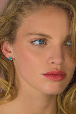ZINZI zilveren oorknoppen 6,5mm rond aqua blauw ZIO1423A