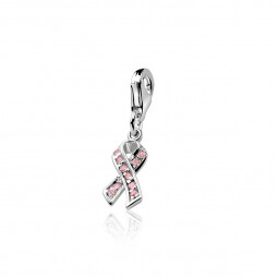 Zinzi zilveren bedel Pink Ribbon roze CHARMS209