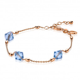 ZINZI rosé gold plated zilveren armband met blauwe Swarovski crystals 8mm 17-20cm ZIA1649H
