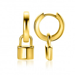 ZINZI gold plated zilveren oorbedels trendy slotje 13mm ZICH2353G (excl. oorringen)